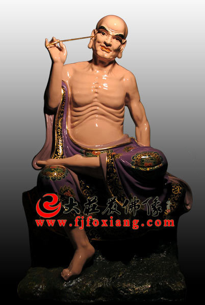 脱胎挖耳罗汉彩绘像 脱胎挖耳罗汉彩绘像