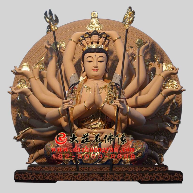 生漆脱胎千手观音彩绘佛像
