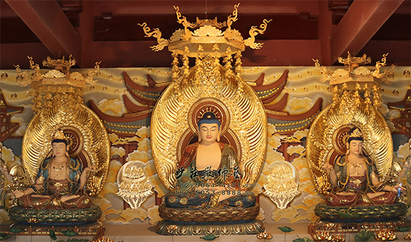 西方三圣彩绘像 西方三圣彩绘像