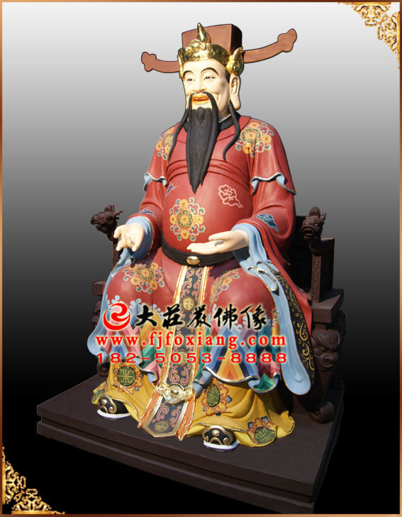 彩绘描金文财神比干塑像