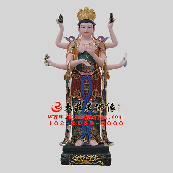铜雕二十诸天之坚牢地神佛像