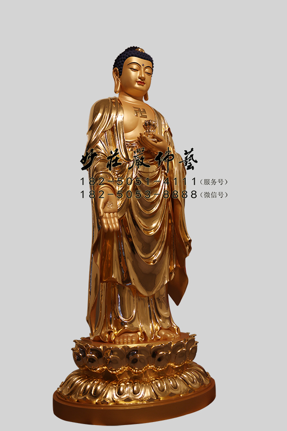 阿弥陀佛贴金佛像左侧照